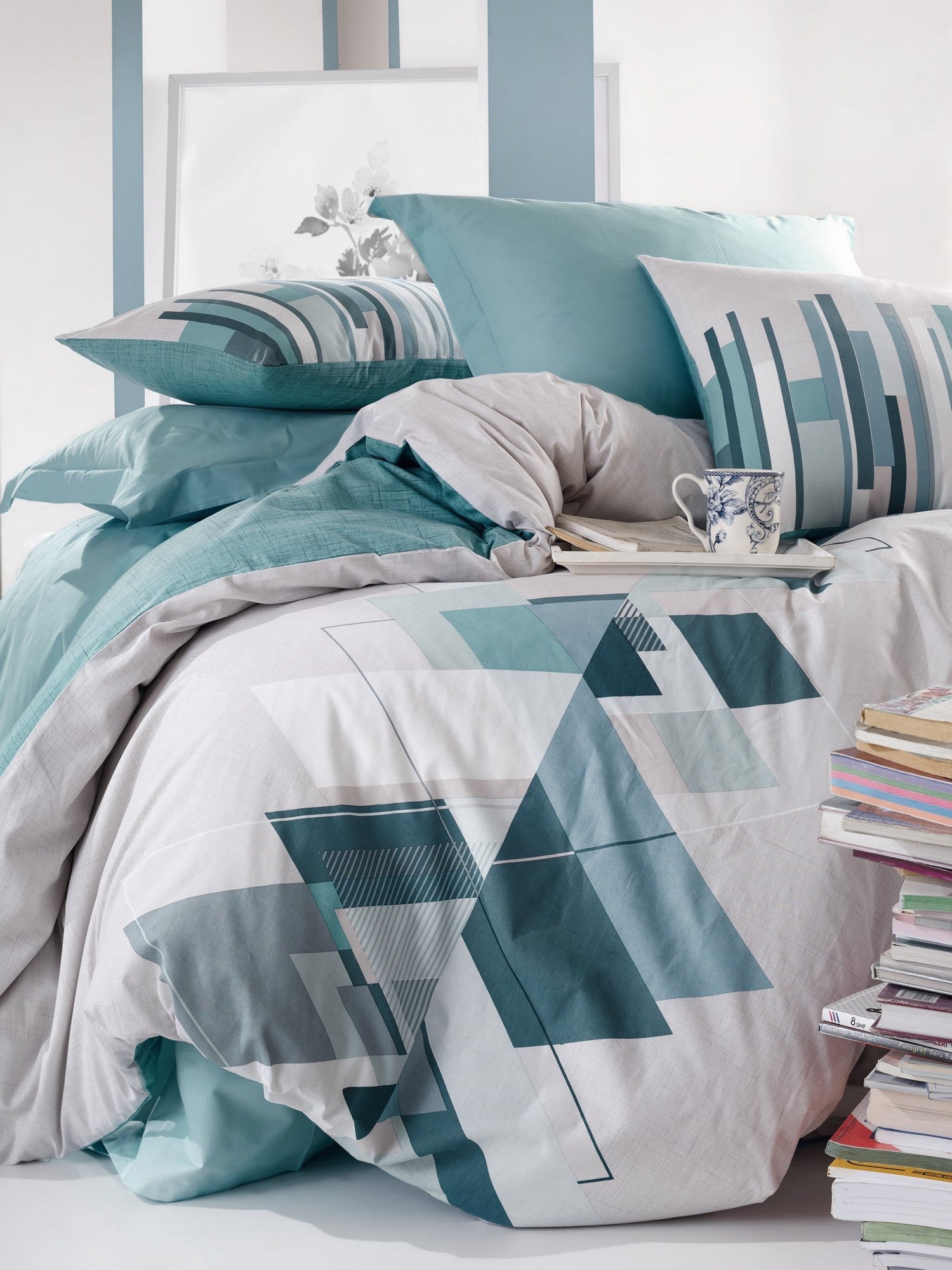 петролено-зелен-бял-комплекти-спално-бельо---двоен-размер-18-129ctn2631-0